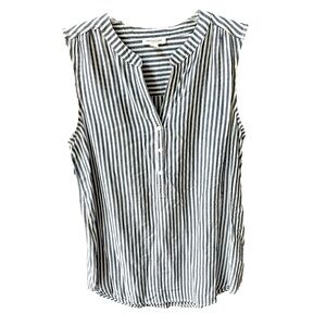BeachLunchLounge Navy Blue Kammara Striped Sleeveless Rayon Top